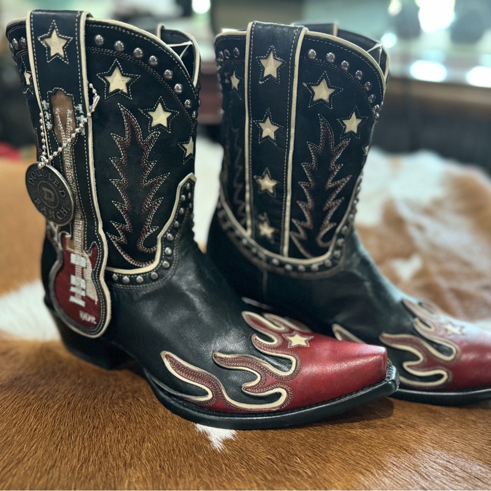 OLD GRINGO DOUBLE D RANCH RING OF FIRE BOOTS SIZE 9B